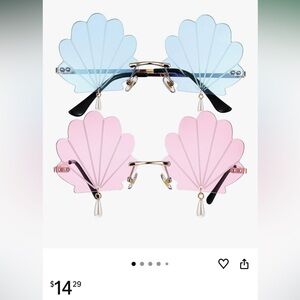 Seashell Beach Fun Party Summer Sunglasses Pink Blue with Pearl Charm